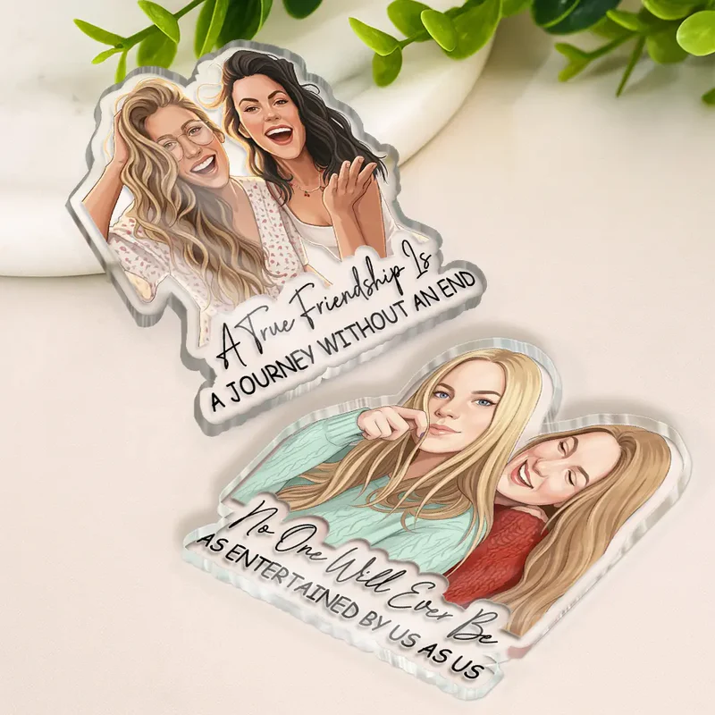 Custom Photo Semi Realistic Portrait Besties Forever - Personalized Acrylic Magnet