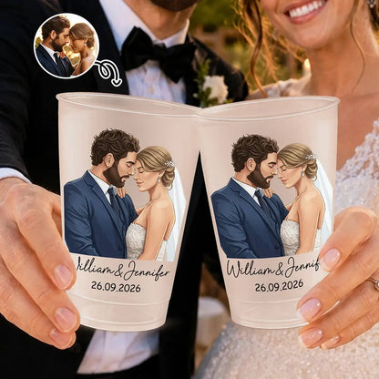 Custom Photo Semi Realistic Portrait Romantic Couple - Personalized Frosted Cups