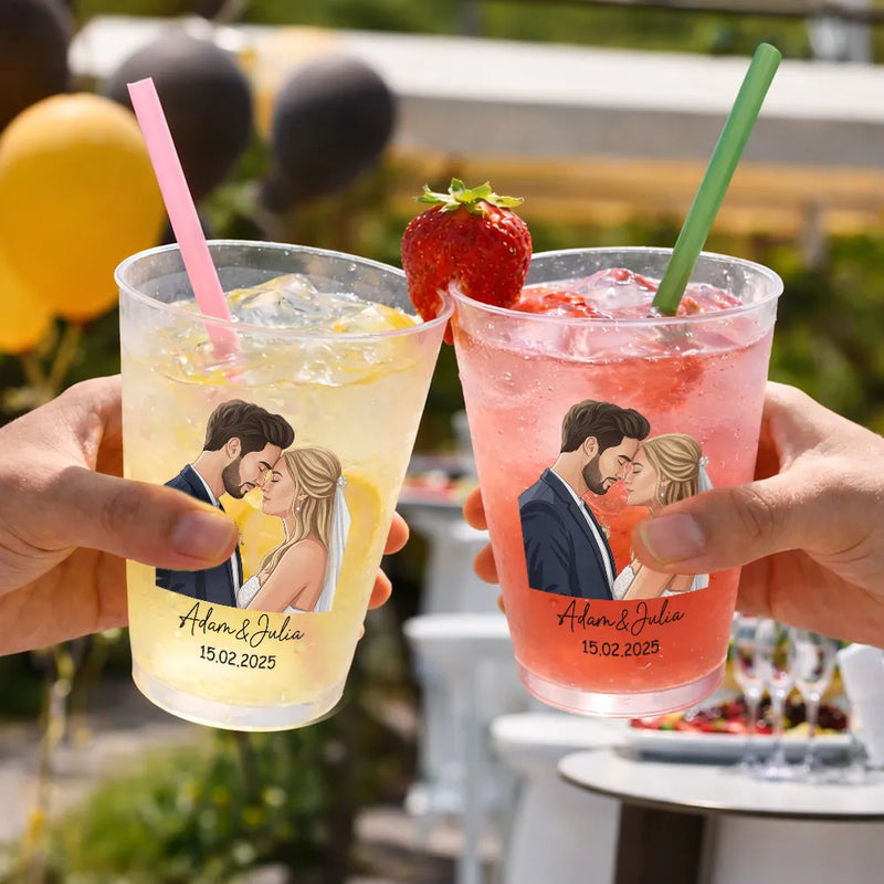 Custom Photo Semi Realistic Portrait Romantic Couple - Personalized Frosted Cups