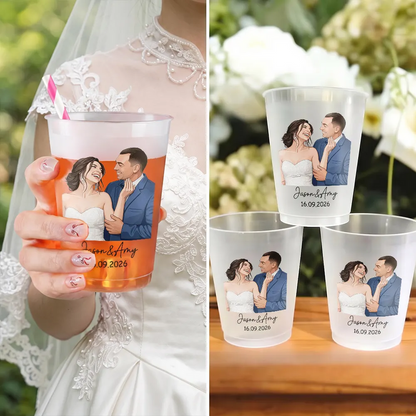 Custom Photo Semi Realistic Portrait Romantic Couple - Personalized Frosted Cups