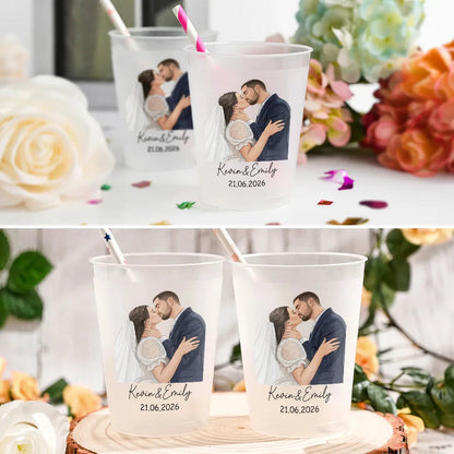 Custom Photo Semi Realistic Portrait Romantic Couple - Personalized Frosted Cups