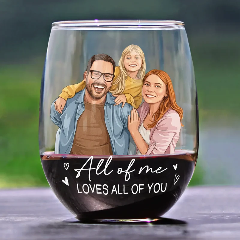 Custom Photo Semi Realistic Portrait You & Me We Got This - Personalized Stemless Wine Glass