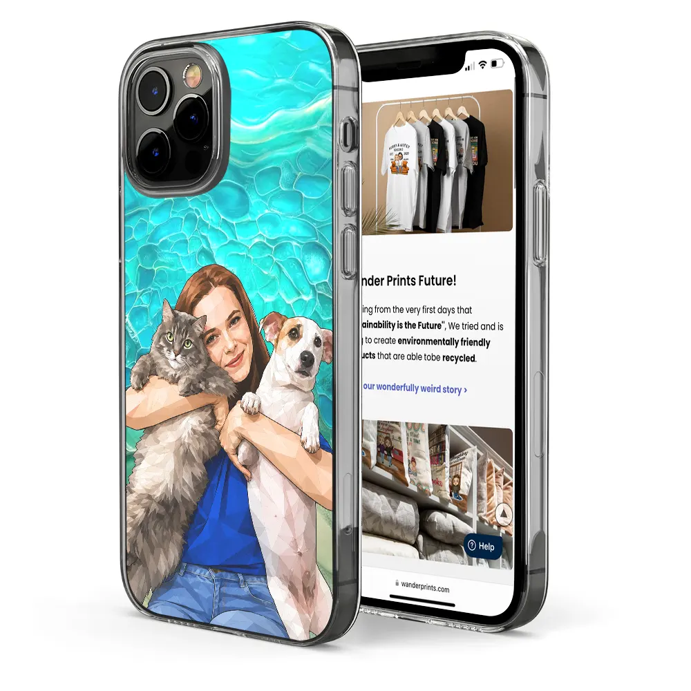 Custom Photo Stained Glass Coastal Family Bestie Portrait - Personalized Clear Phone Case