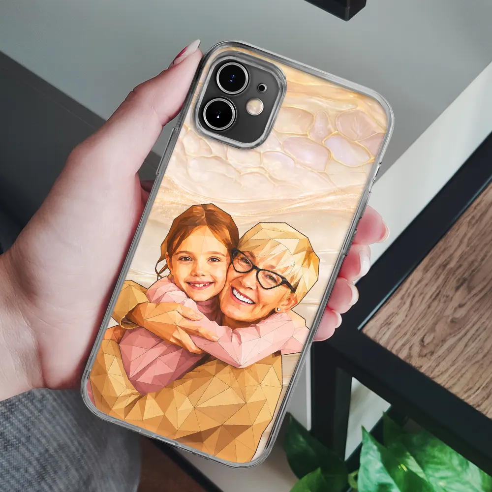 Custom Photo Stained Glass Coastal Family Bestie Portrait - Personalized Clear Phone Case