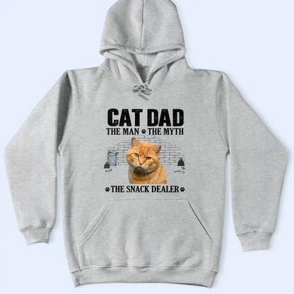 Custom Photo Cat Dad The Man The Myth The Snack Dealer - Personalized T Shirt