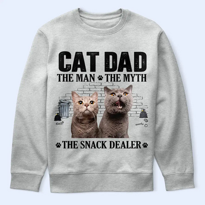 Custom Photo Cat Dad The Man The Myth The Snack Dealer - Personalized T Shirt