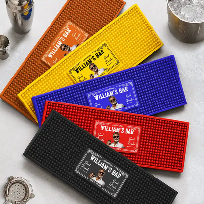 Custom Photo Toybox Figure Good Friends Good Drinks Great Times - Personalized Bar Mat