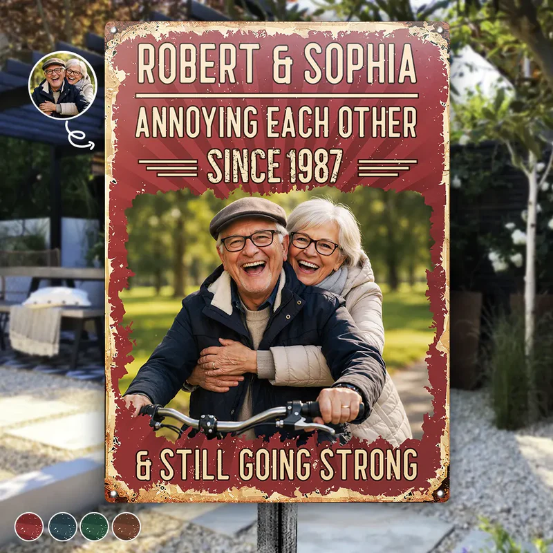 Custom Photo Vintage Annoying Each Other - Personalized Classic Metal Sign