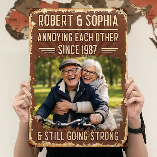 Custom Photo Vintage Annoying Each Other - Personalized Classic Metal Sign
