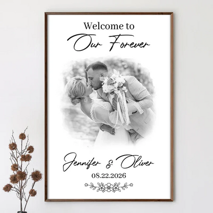 Custom Photo Wedding Couple Welcome To Our Forever - Personalized Poster
