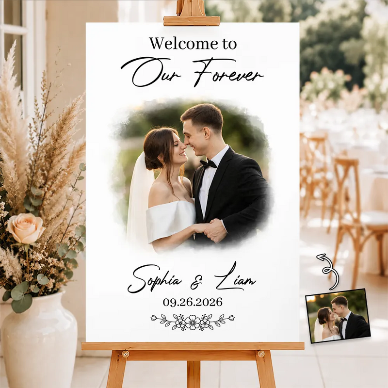 Custom Photo Wedding Couple Welcome To Our Forever - Personalized Poster