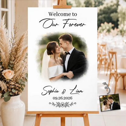 Custom Photo Wedding Couple Welcome To Our Forever - Personalized Poster