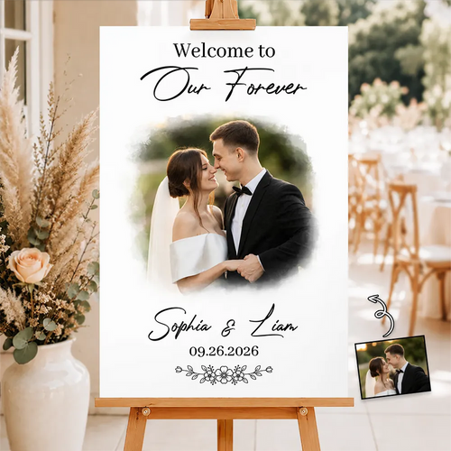 Custom Photo Wedding Couple Welcome To Our Forever - Personalized Poster