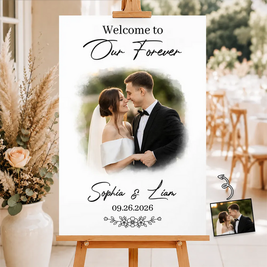 Custom Photo Wedding Couple Welcome To Our Forever - Personalized Poster