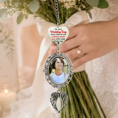 Custom Photo Wedding Walking Beside You Memorial - Personalized Wedding Charm