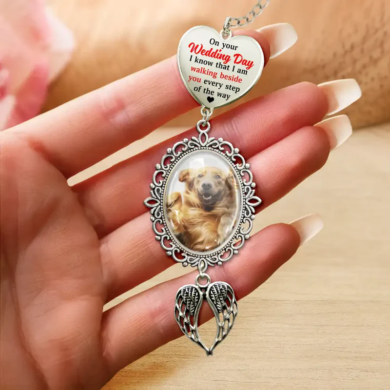 Custom Photo Wedding Walking Beside You Memorial - Personalized Wedding Charm