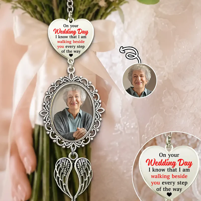 Custom Photo Wedding Walking Beside You Memorial - Personalized Wedding Charm