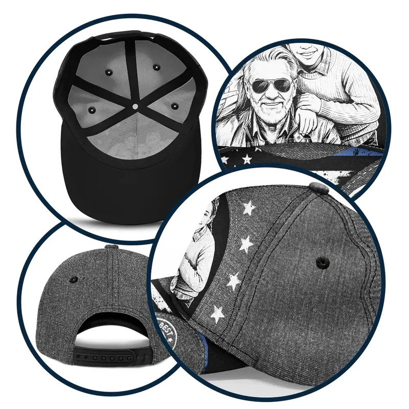 Custom Photo White Pencil Sketch Art Best Dad Papa Ever - Personalized Classic Cap