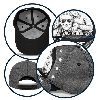 Custom Photo White Pencil Sketch Art Best Dad Papa Ever - Personalized Classic Cap