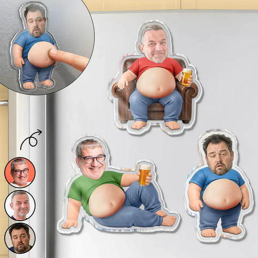 Custom Photo Chilling Dad Bod - Personalized Squishy Acrylic Fridge Magnet