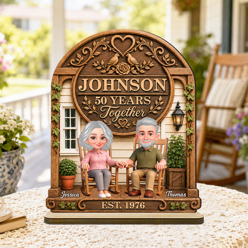 Old Couple 30th 40th 50th Anniversary Gift - Personalized Wooden Plaque - Wedding Year Decor