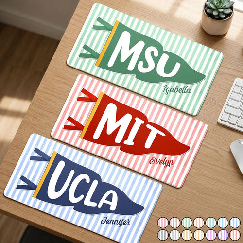 School Pennant Flag - Personalized Leather Desk Mat