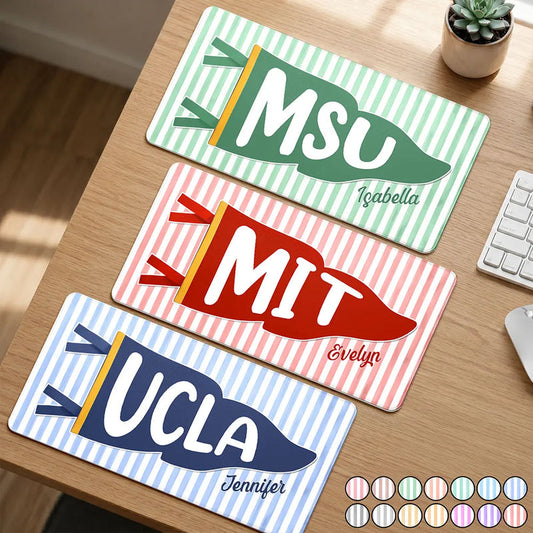 School Pennant Flag - Personalized Leather Desk Mat