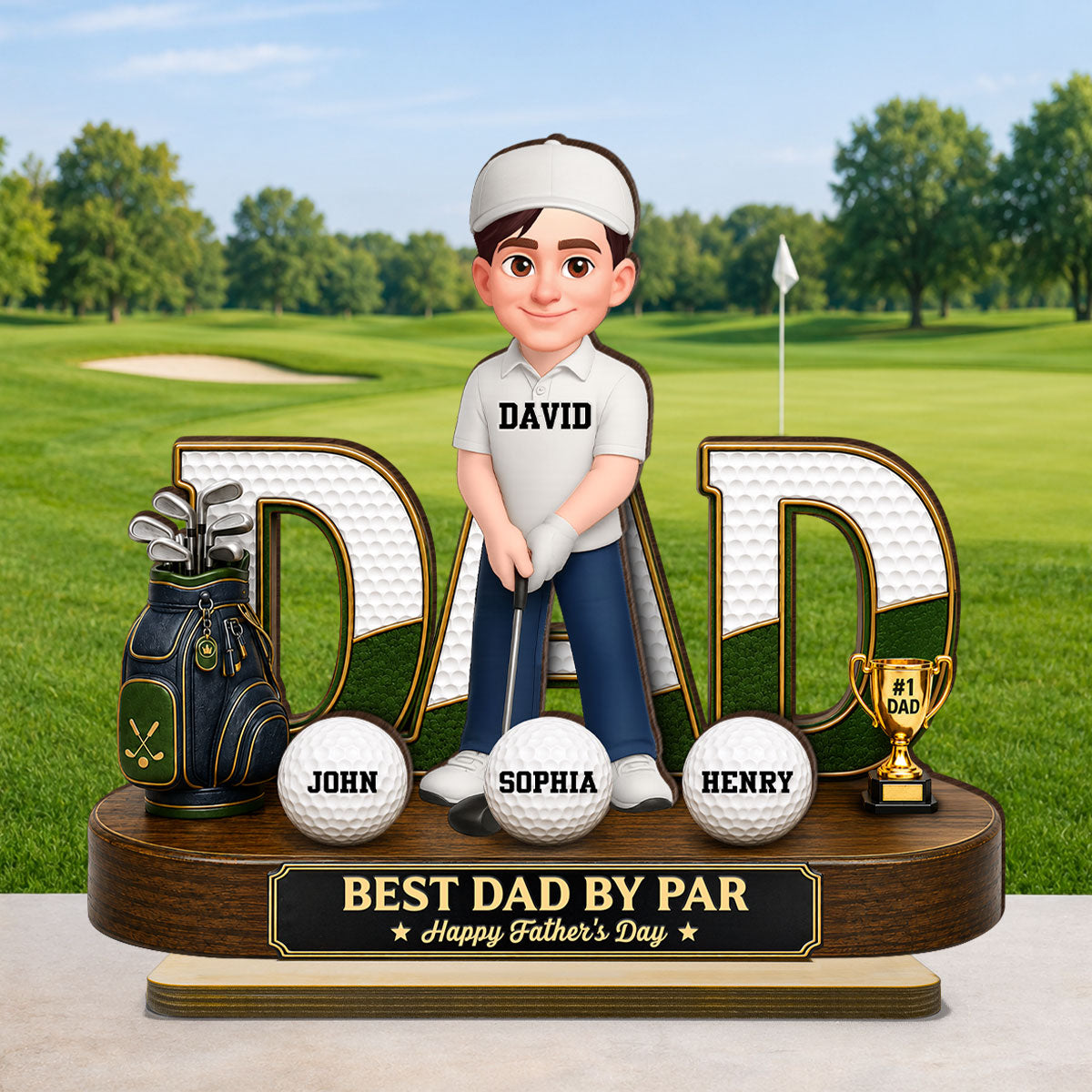 Golf Dad Legend Best Dad By Par - Personalized Wooden Plaque - Father's Day Gift For Dad