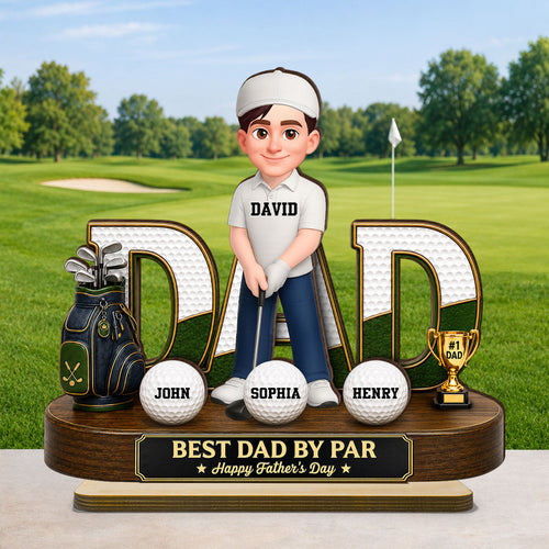 Golf Dad Legend Best Dad By Par - Personalized Wooden Plaque - Father's Day Gift For Dad