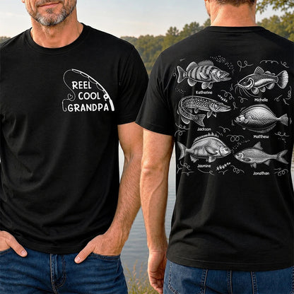 Reel Cool Grandpa Dad - Personalized T Shirt