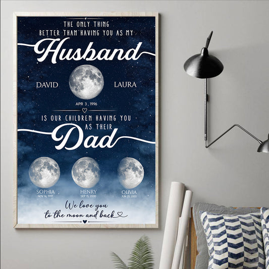The Only Thing Better Custom Moon Phase by Date - Personalized Poster - Father's Day Gift for Dad, Husband