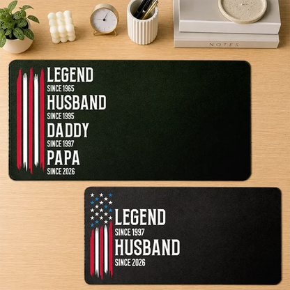 The Original Legend Legend Husband Daddy Grandpa - Personalized Leather Desk Mat