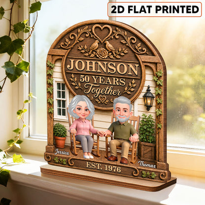 Old Couple 30th 40th 50th Anniversary Gift - Personalized Wooden Plaque - Wedding Year Decor