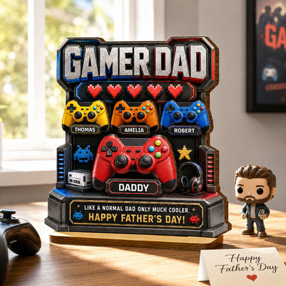 Gamer Dad Much Cooler - Personalized Wooden Plaque - Father's Day Gift for Dad, Husband