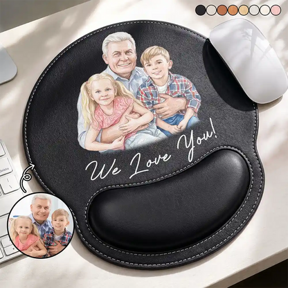 Custom Photo Realistic Watercolor Art I Love You Daddy Papa - Personalized Leather Mouse Pad
