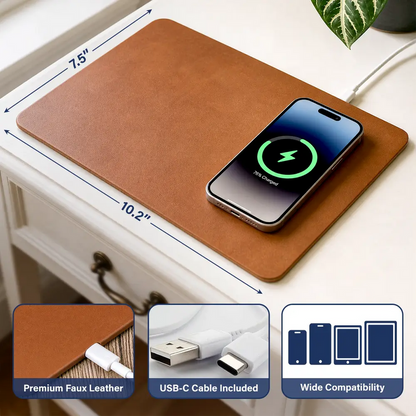 Father's Day Gifts, Custom Photo Pencil Sketch Best Dad Ever - Personalized Leather Charging Mat