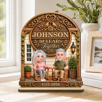 Old Couple 30th 40th 50th Anniversary Gift - Personalized Wooden Plaque - Wedding Year Decor