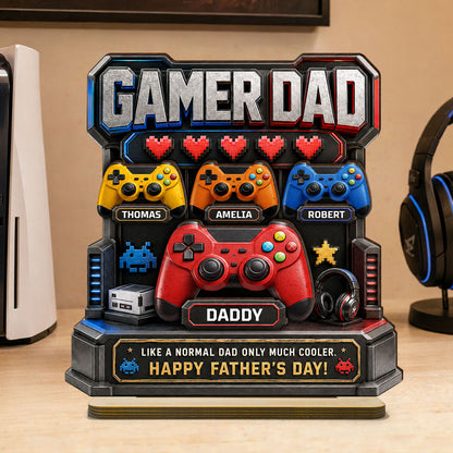 Gamer Dad Much Cooler - Personalized Wooden Plaque - Father's Day Gift for Dad, Husband