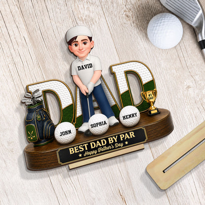 Golf Dad Legend Best Dad By Par - Personalized Wooden Plaque - Father's Day Gift For Dad