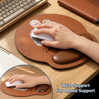 Custom Photo Realistic Watercolor Art I Love You Daddy Papa - Personalized Leather Mouse Pad
