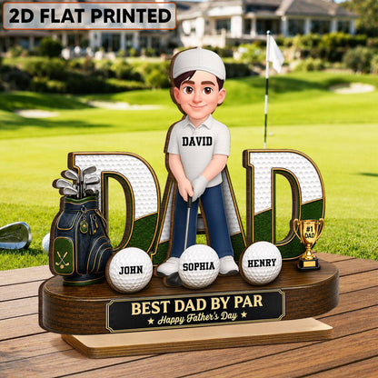 Golf Dad Legend Best Dad By Par - Personalized Wooden Plaque - Father's Day Gift For Dad