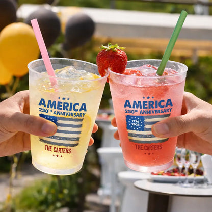 Patriotic 250th Anniversary Family Names - Personalized Frosted Cups