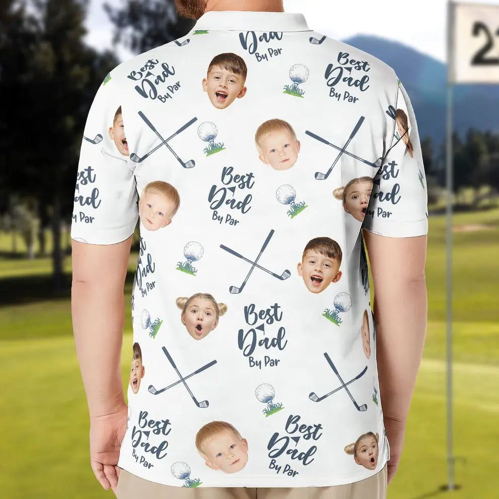 Dad - Best Dad By Par - Personalized Photo Polo Shirt