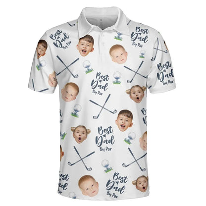 Dad - Best Dad By Par - Personalized Photo Polo Shirt