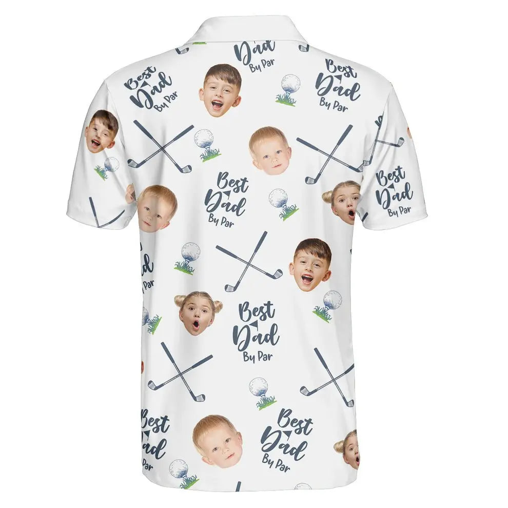 Dad - Best Dad By Par - Personalized Photo Polo Shirt