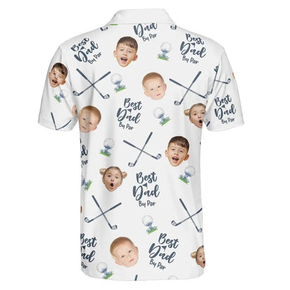 Dad - Best Dad By Par - Personalized Photo Polo Shirt