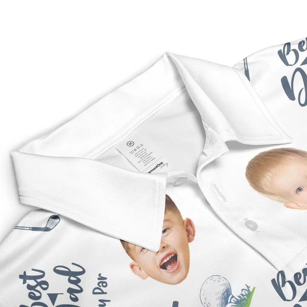 Dad - Best Dad By Par - Personalized Photo Polo Shirt