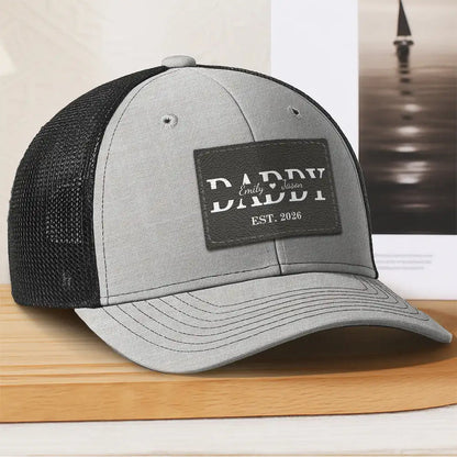 Dad Grandpa Est - Personalized Leather Patch Hat