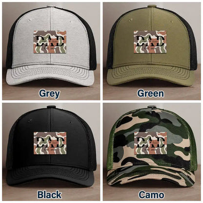 Dad Grandpa Est - Personalized Leather Patch Hat