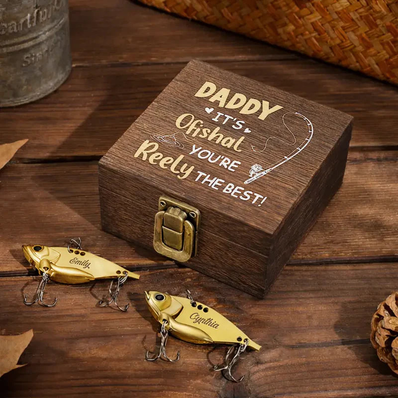 Dad Grandpa It's Ofishal - Personalized Metal Fish Lure Set